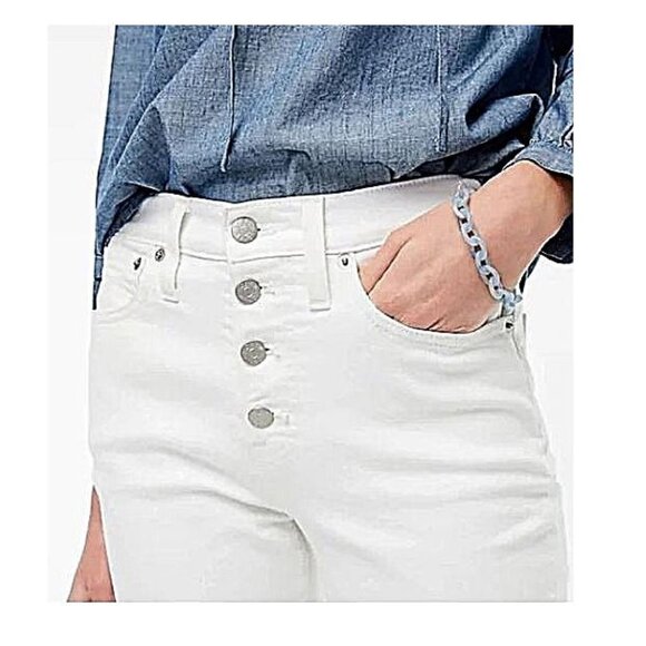 NWT!!! J.Crew Factory - Essential straight high rise button fly white jeans - Picture 3 of 13
